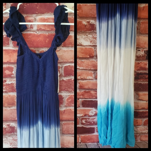 Aqua Ombre Wide Leg Jumpsuit M NWT - Picture 2 of 3